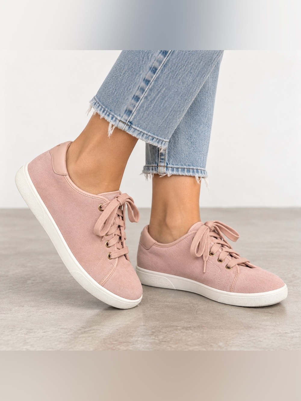 Vionic Brinley Blush Pink Suede Sneakers Orthotic Comfort – Women’s 7.5 Wide